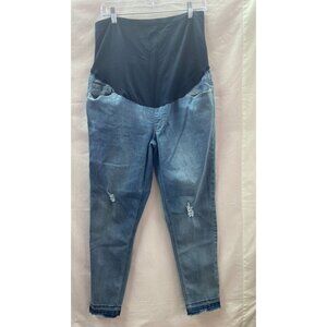 Time and Tru Women's Maternity Size 12-14 Distressed Light Wash Denim Jeans